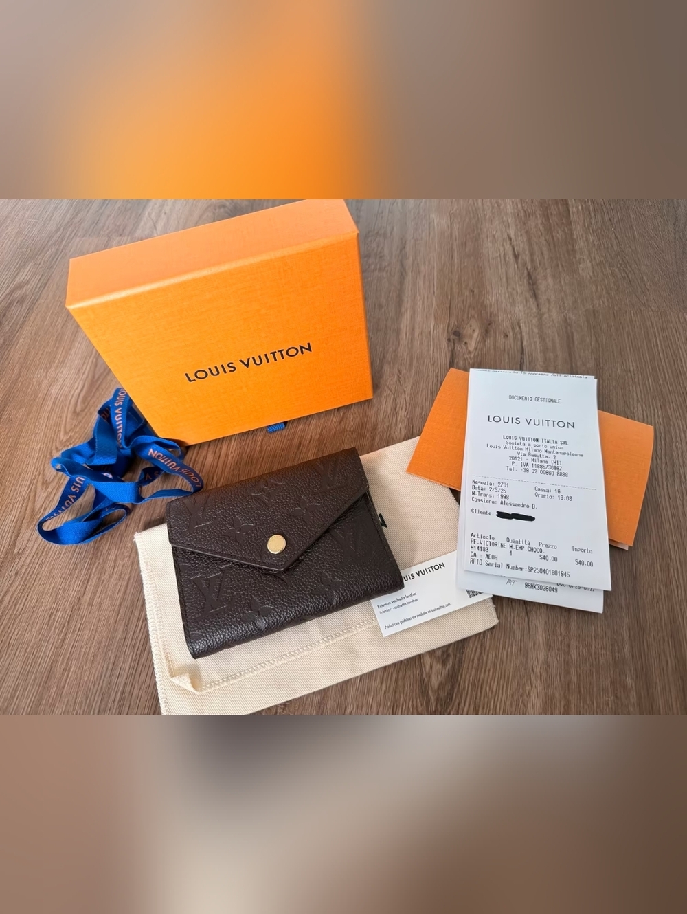 Louis Vuitton Black Monogram Victorine Wallet with Gold Button